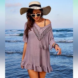 🆕 Breezy light mauve flowy beach coverup